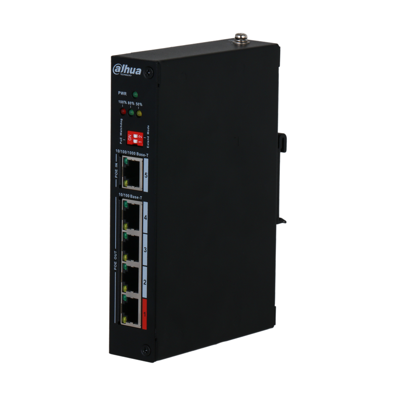 Dahua PFT1500 5-Port PoE Extender 4-Port PoE Out 1-Port PoE In