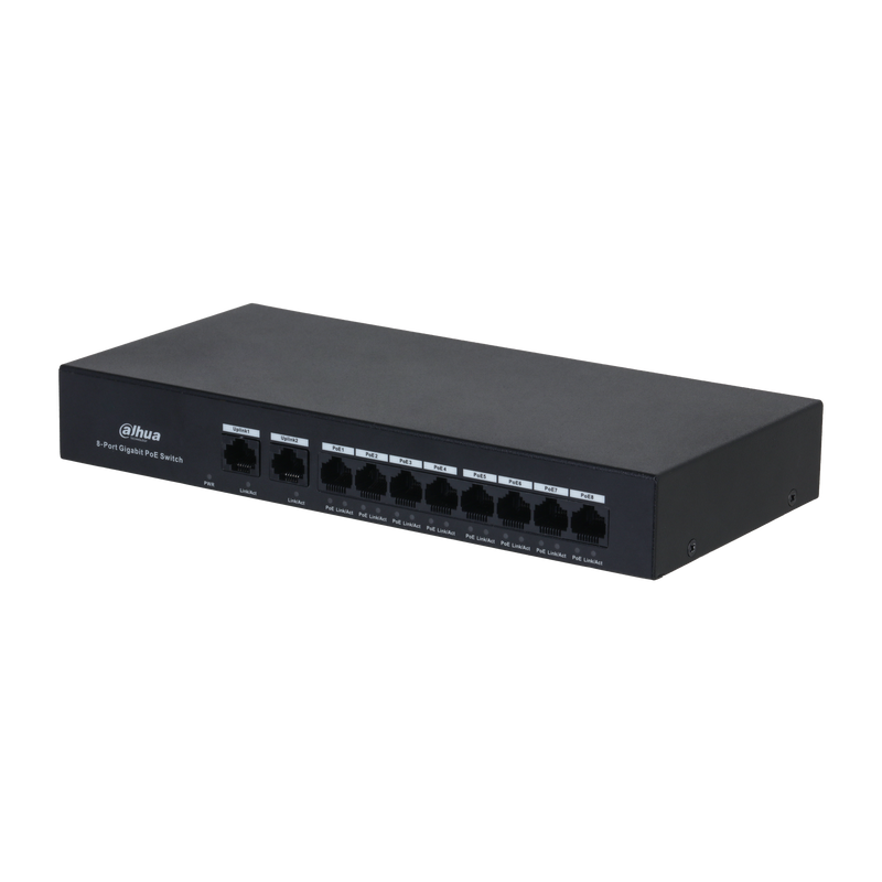 Dahua PFS3010-8GT-65 10-Port Gigabit PoE Switch, 8-Port PoE, Unmanaged