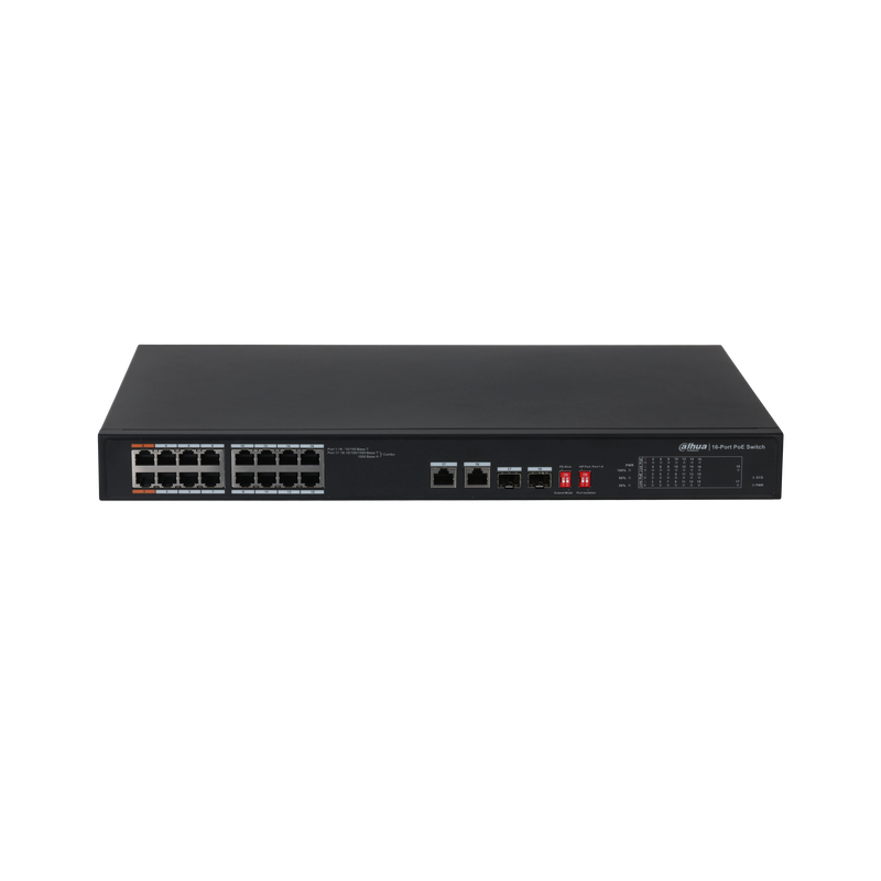 Dahua PFS3218-16ET-135- 16-Port PoE Switch with 2 Uplink Ports