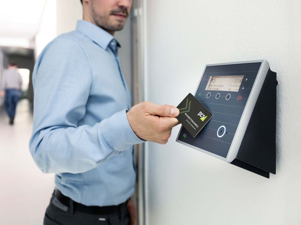 Using an access card at a building entry reader