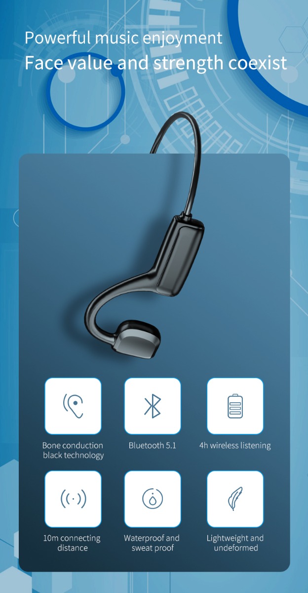 Bone Conduction Earphones Bluetooth 5.1 