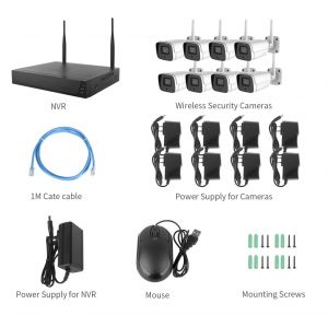 [2021 new]  8 Channel Wireless OfficeSecurity System 1080P NVR, 8PCS metal Bullet camera 1080P  CCTV WI-FI IP Cameras for Homes Small business Night Vision, Motion Alert free shipping 