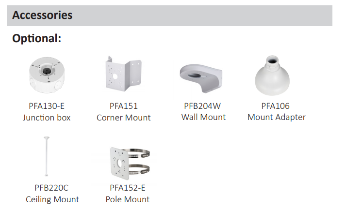 Accessories For IPC-HDW5442TM-AS-LED