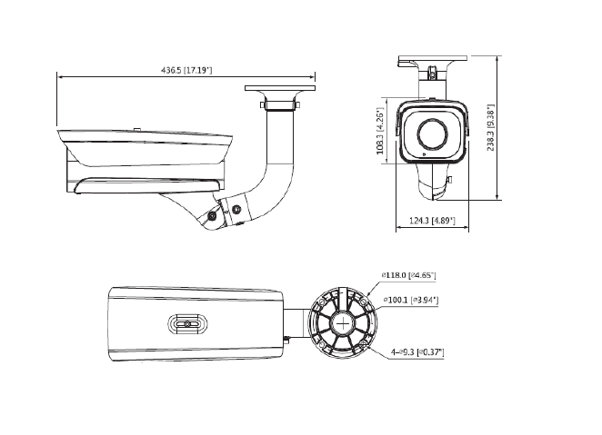 IPC-HFW8242E-Z4FD-IRA-LED- DAHUA DH-IPC-HFW8242E-Z4FD-IRA-LED 2MP Starlight Bullet Network Camera IPC-HFW8242E-Z4FD-IRA-LED without Logo Dimension